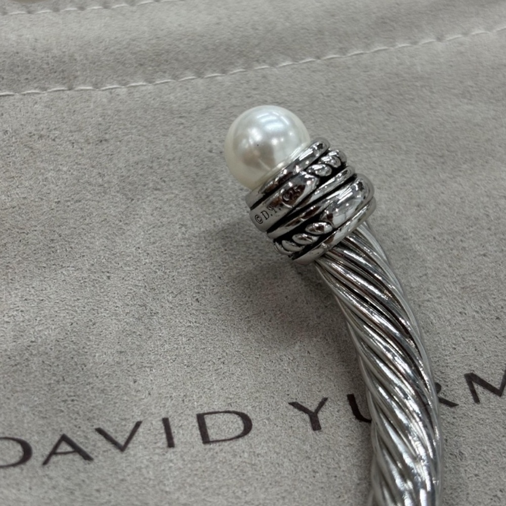 David Yurman Silver Bracelet with Pearls 7mm - Picture 4 of 5